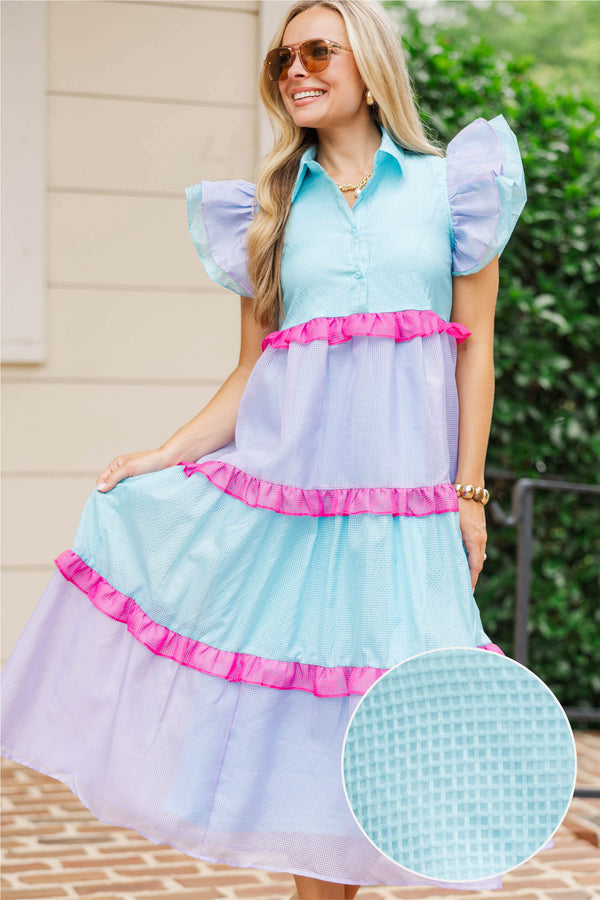 Where It Lands Multicolored Textured Midi Dress