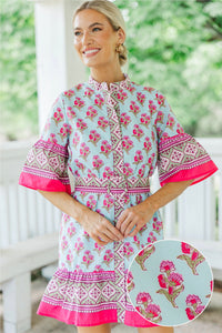 Turning Heads Green Floral Dress