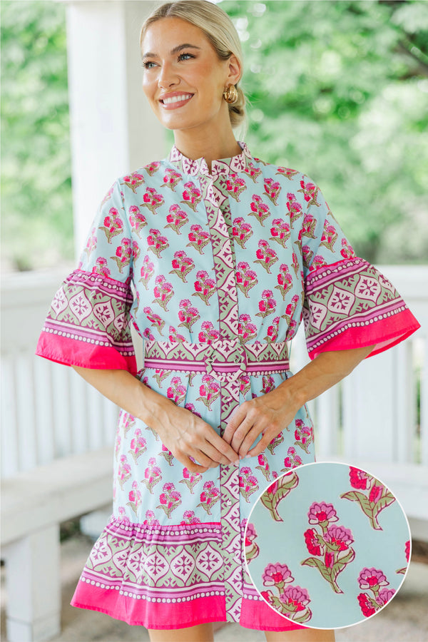 Turning Heads Green Floral Dress