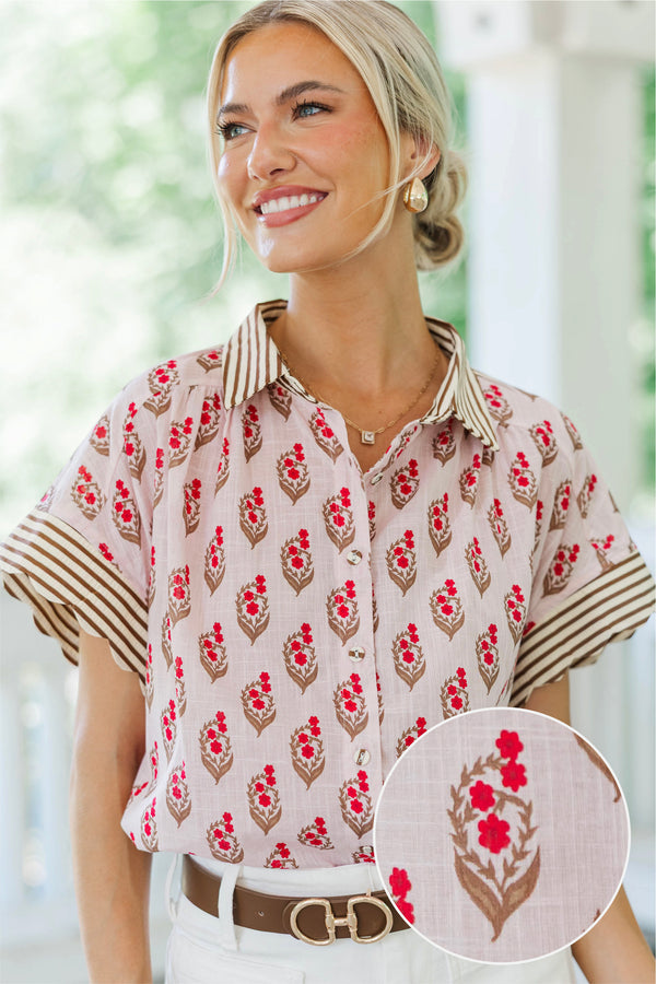 All Set Pink Medallion Blouse