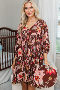 NURSING COLLECTION: It's All True Brown Large Floral Dress