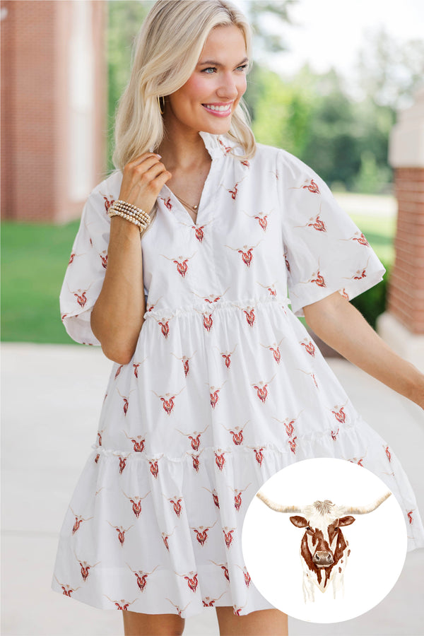Feeling Your Best Cream Longhorn Babydoll Dress
