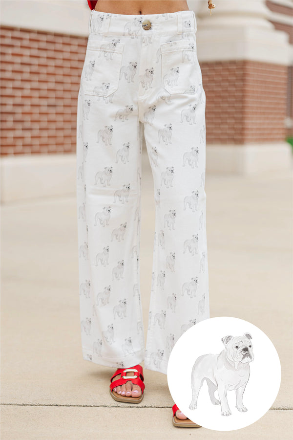 Big Dreams Cream Bulldogs Wide Leg Jeans