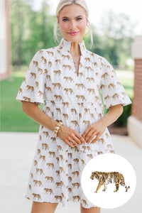 Feeling Your Best Cream Tiger Babydoll Dress