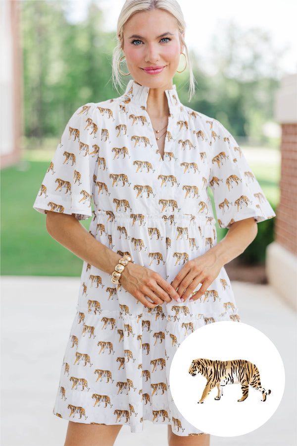 Feeling Your Best Cream Tiger Babydoll Dress