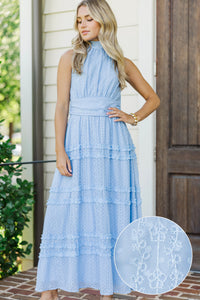Everything On Track Blue Midi Dress