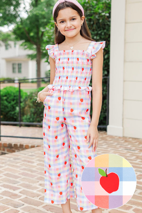 Girls: All For You Blue Smocked Jumpsuit