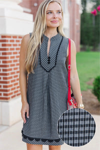 Can't Keep Up Black Gingham Dress