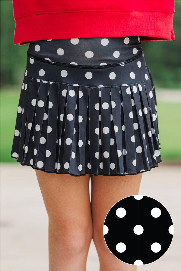 Girls: The Sadie Black Polka Dot Skort