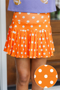 Girls: The Sadie Orange Polka Dot Skort