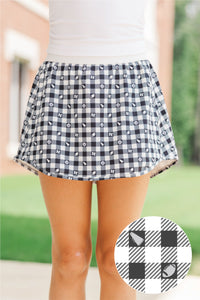 Girls: A Girly Look Black Checkered Athletic Skort