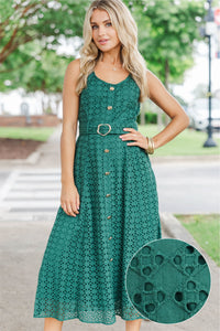Couldn't Be Sweeter Emerald Eyelet Midi Dress