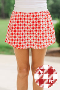 Girls: A Girly Look Red Checkered Athletic Skort