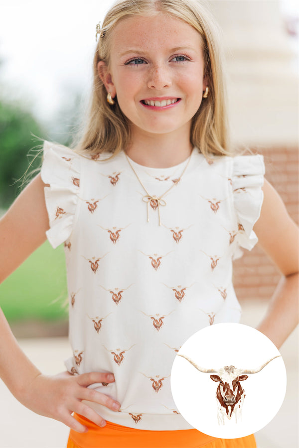 Girls: Through The Days White Longhorn Pima Cotton Top
