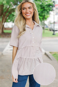 All You Need To Hear Brown Striped Babydoll Top