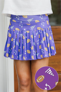 Girls: The Sadie Purple Football Print Skort