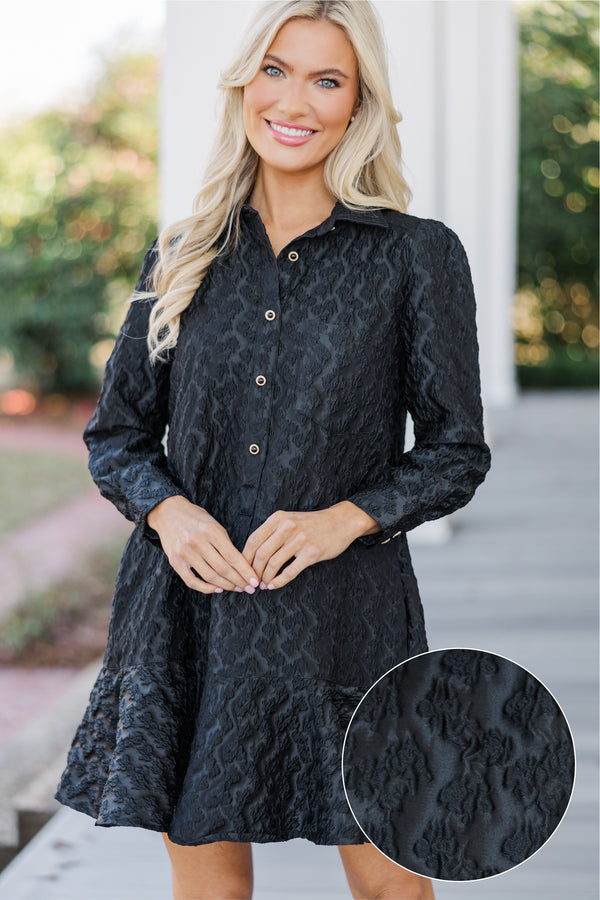 Share Your Story Black Textured Shirt Dress – Shop the Mint