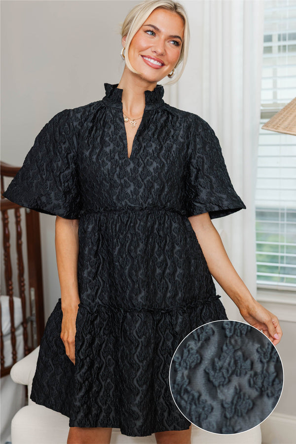 NURSING COLLECTION: Feeling Your Best Black Textured Dress