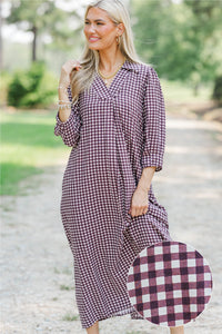 That's The One Brown Checkered Midi Dress