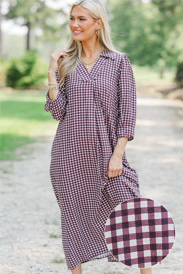 That's The One Brown Checkered Midi Dress