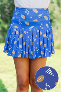 Girls: The Sadie Royal Blue Football Print Skort