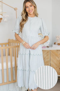 NURSING COLLECTION: Perfectly Paired Sage Striped Midi Dress
