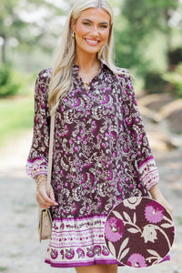 Make It Happen Brown Abstract Dress