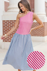 Worth The Attention Red Striped Midi Dress