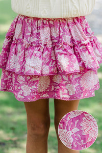 Girls: The Kayce Fuchsia Chintz Skort