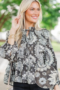 Sweet Connection Brown Floral Tiered Blouse