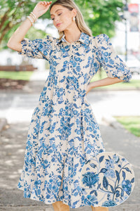 Love Found Cream Chintz Midi Dress