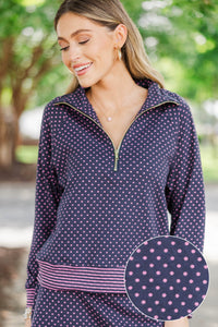 Instant Favorite Navy Pink Polka Dot Top