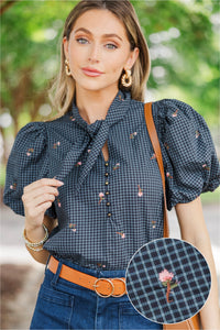 Fairy Garden Navy Floral Blouse