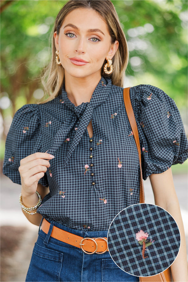 Fairy Garden Navy Floral Blouse