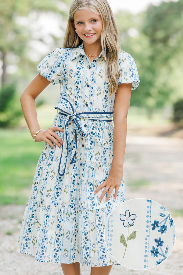 Girls: The Katie Lynn Navy Ditsy Floral Midi Dress