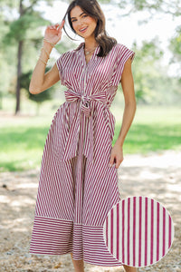 Always A Good Choice Burgundy Striped Midi Dress