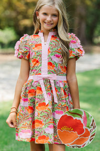 Girls: Little Loves Pink Floral Trim Dress