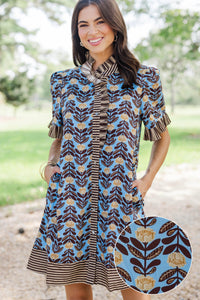 It's A Keeper Blue Floral Dress