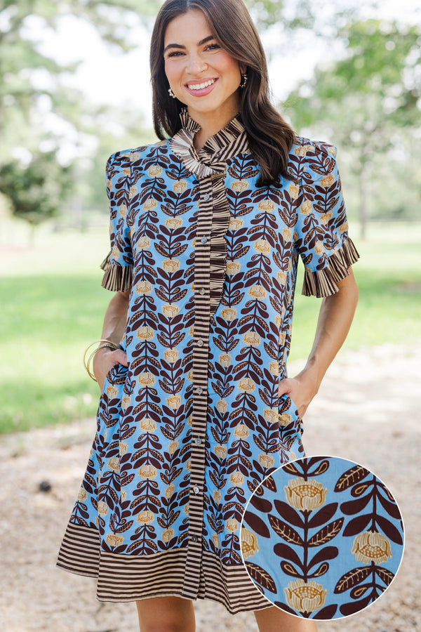 It's A Keeper Blue Floral Dress