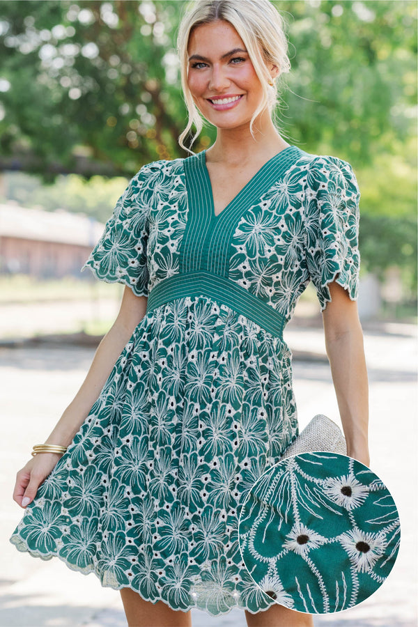 Love It More Green Embroidered Dress