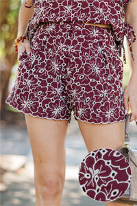 More Of This Burgundy Eyelet Shorts