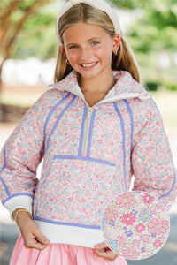 Girls: Always Direct Pink Ditsy Floral Quilted Pullover