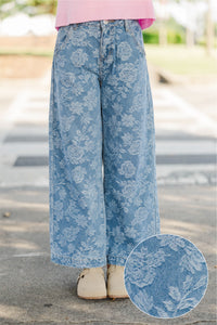 Girls: Open Heart Blue Floral Denim Jeans