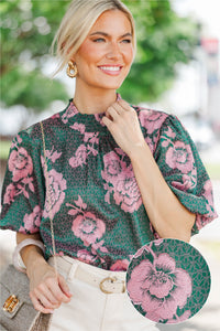 Well Loved Green Floral Blouse
