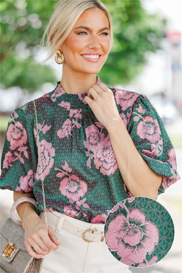 Well Loved Green Floral Blouse