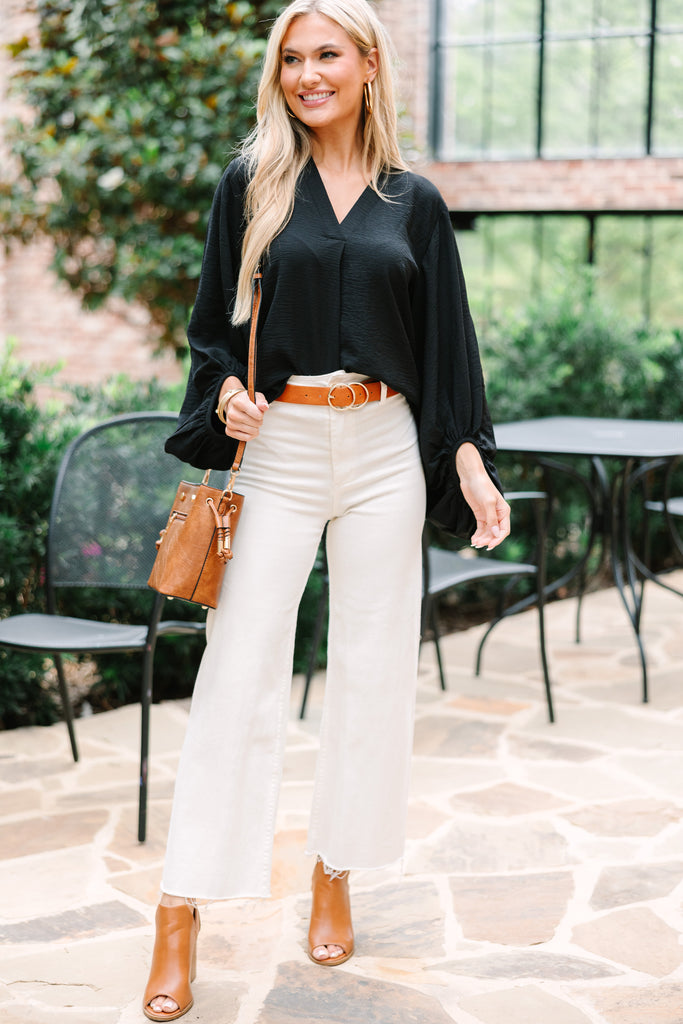 Chic And Versatile Black Bubble Sleeve Blouse – Shop the Mint