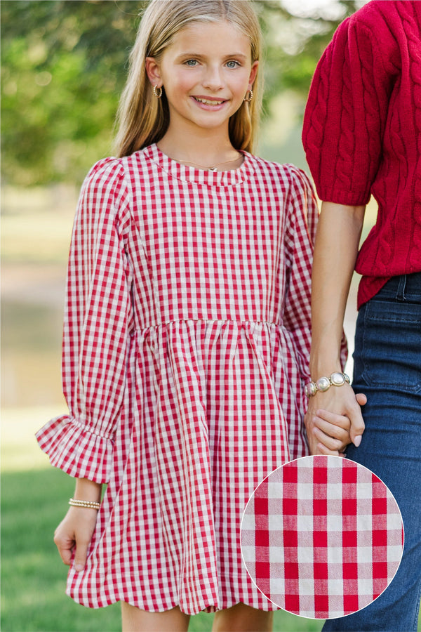 Girls: September Song Burgundy Gingham Dress