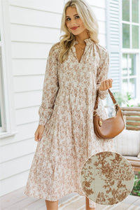 In Your Dreams Brown Toile L/S Midi Dress