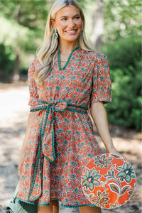 Classy Intentions Rust Medallion Dress