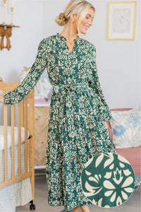 NURSING COLLECTION: Quiet Season Green Floral Midi Dress